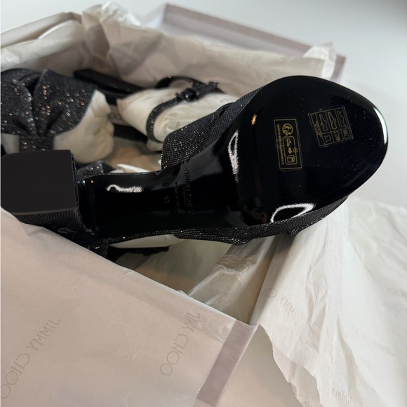 JIMMY CHOO Heloise Glitter Knot Platform Sandals 120mm Size 10US - Picture 9 of 13